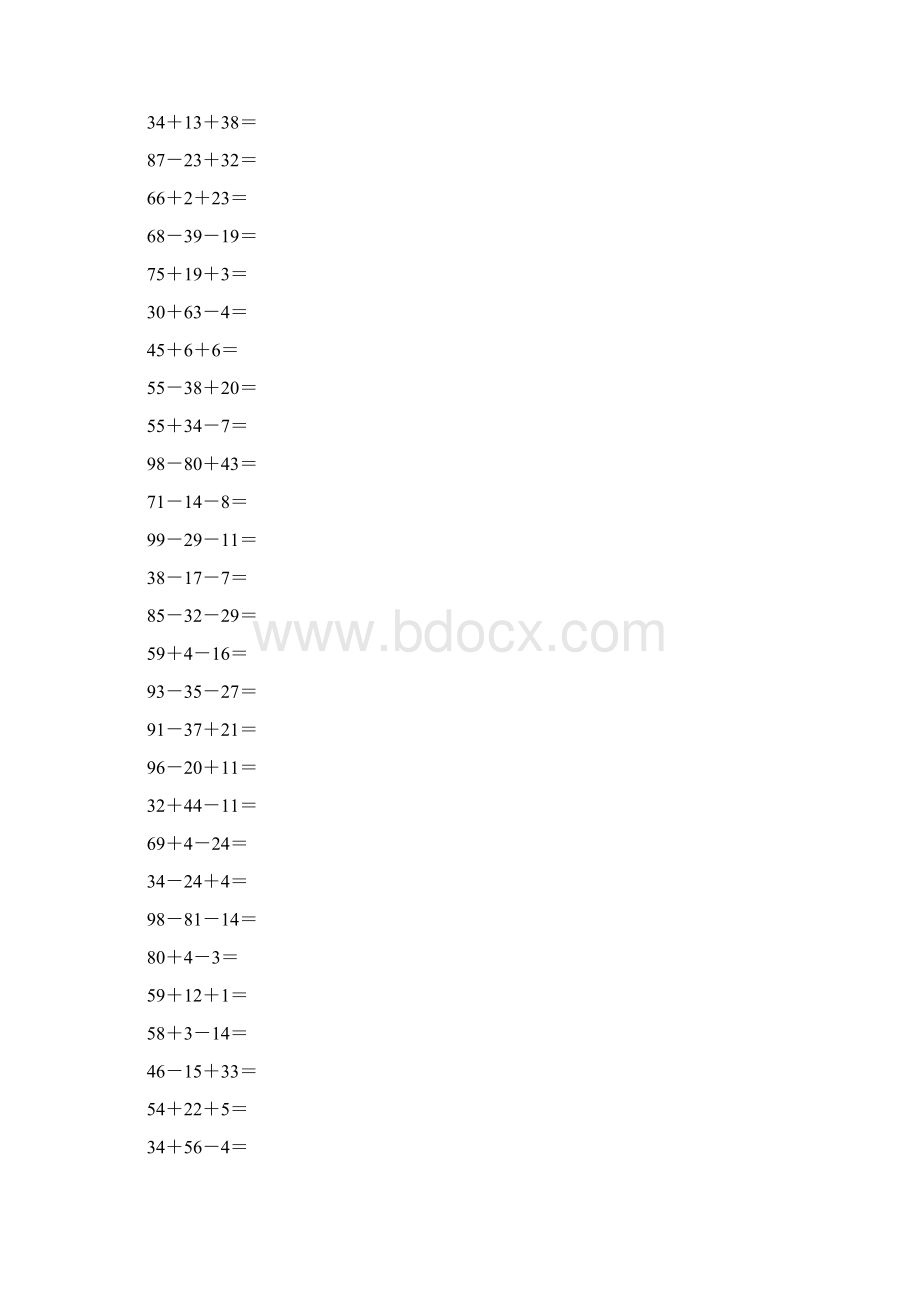 一年级100以内加减混合运算练习600题1年级加减法混合运算Word文档格式.docx_第3页