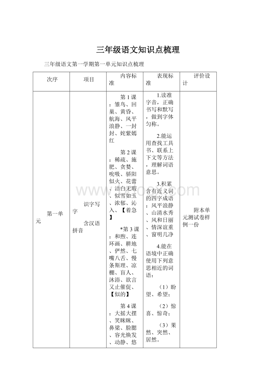 三年级语文知识点梳理.docx