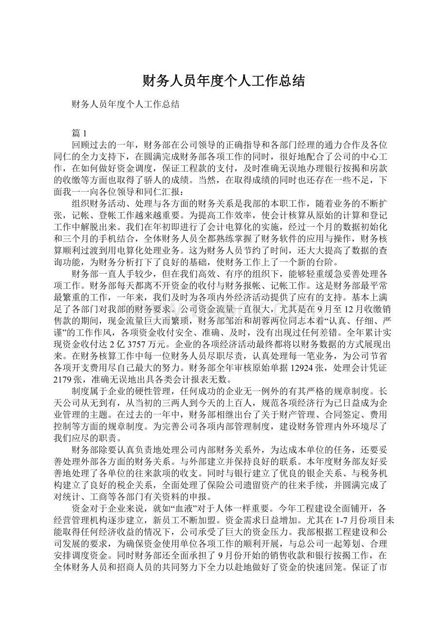 财务人员年度个人工作总结.docx