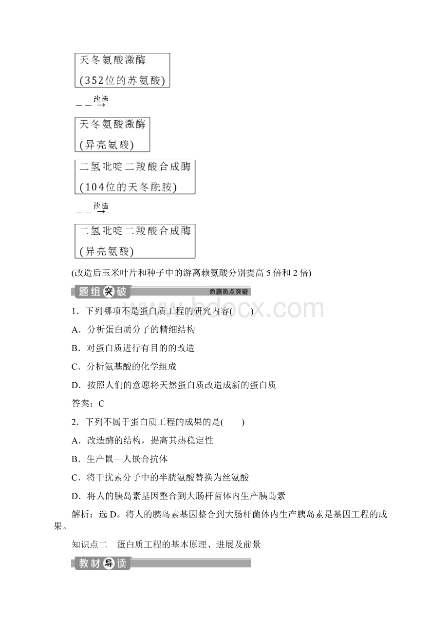 学年人教版生物选修三江苏专用学案14 蛋白质工程的崛起 Word版含答案Word下载.docx_第2页