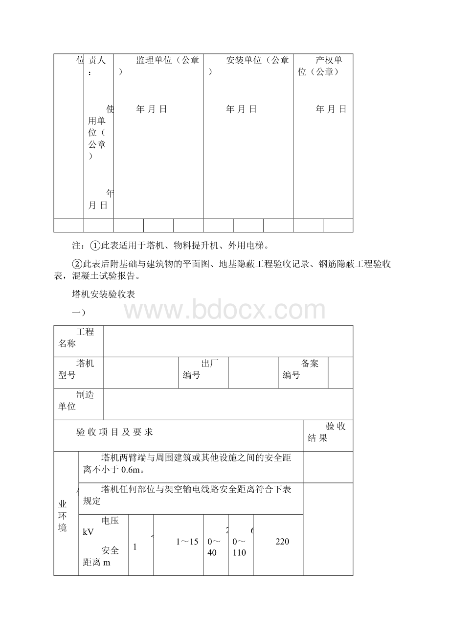 塔吊使用登记验收表格文档格式.docx_第2页