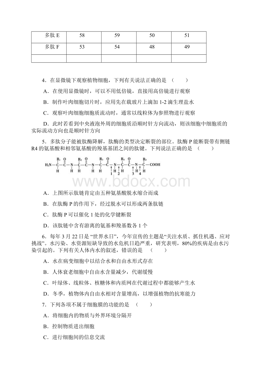 新疆乌鲁木齐一中届高三第一次月考生物试题Word文档下载推荐.docx_第2页