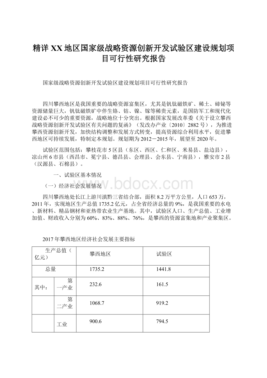 精详XX地区国家级战略资源创新开发试验区建设规划项目可行性研究报告.docx