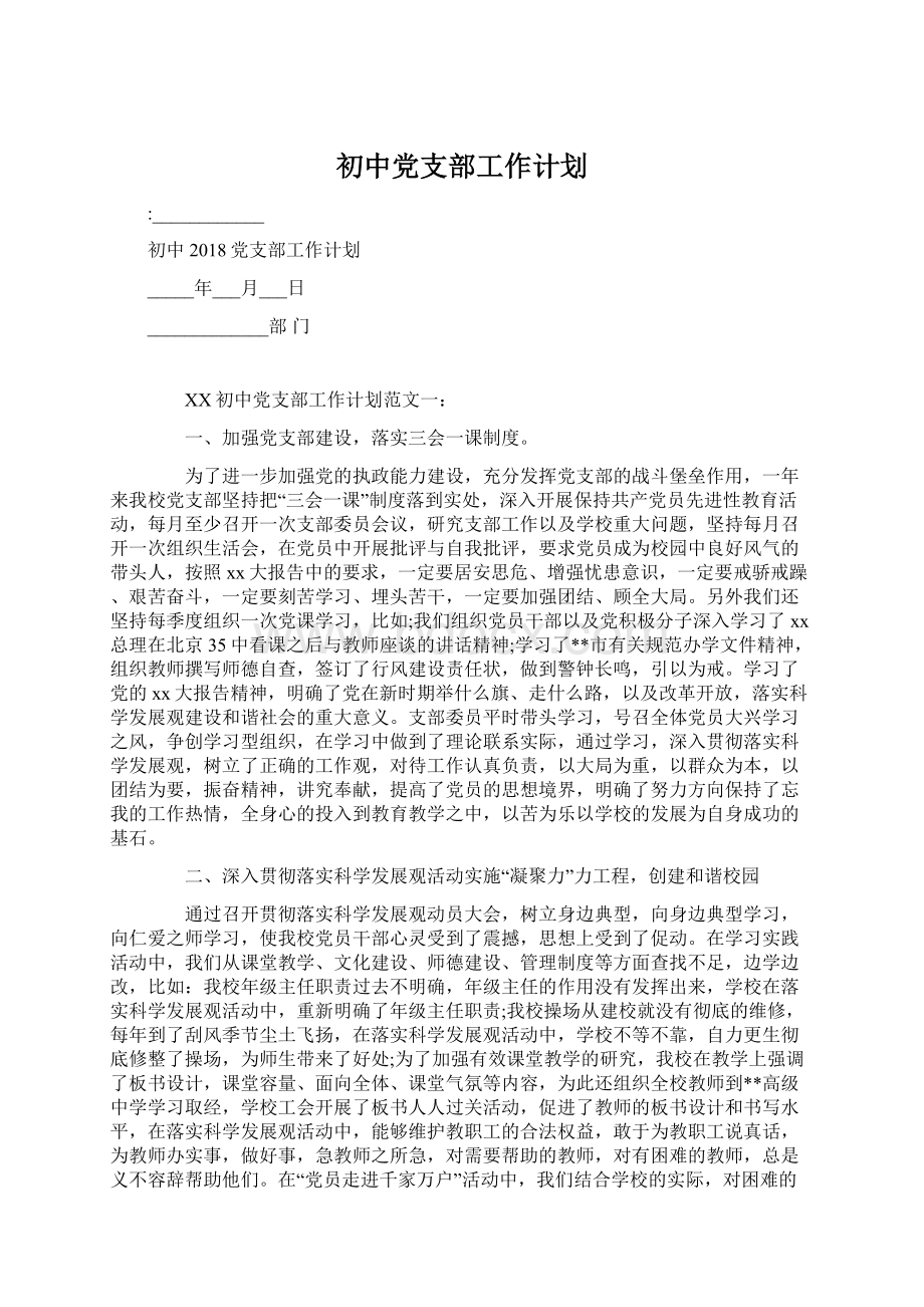 初中党支部工作计划.docx