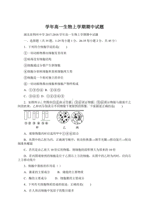 学年高一生物上学期期中试题.docx