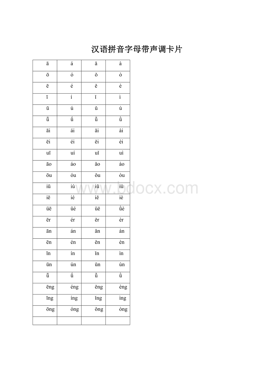 汉语拼音字母带声调卡片.docx_第1页