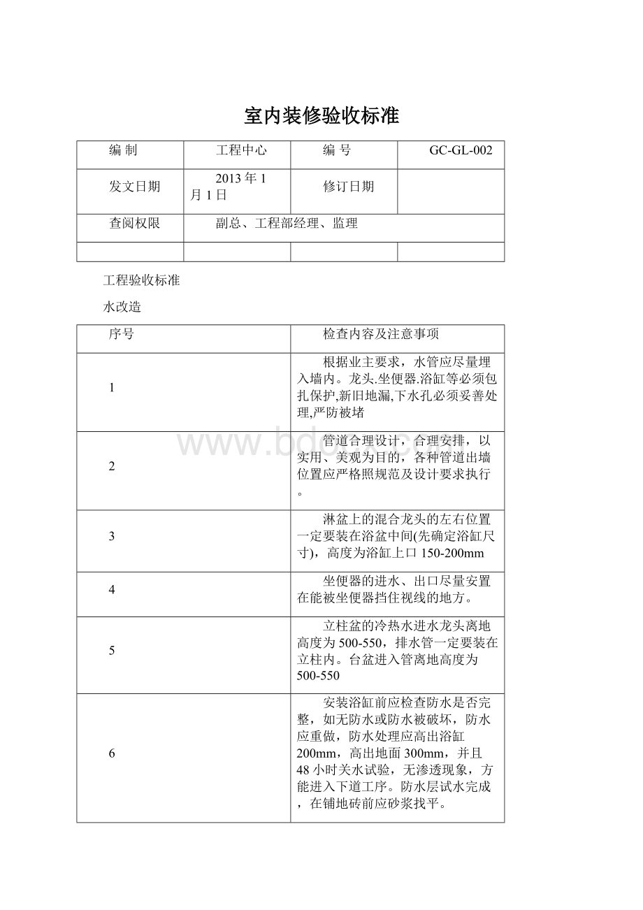 室内装修验收标准Word下载.docx_第1页