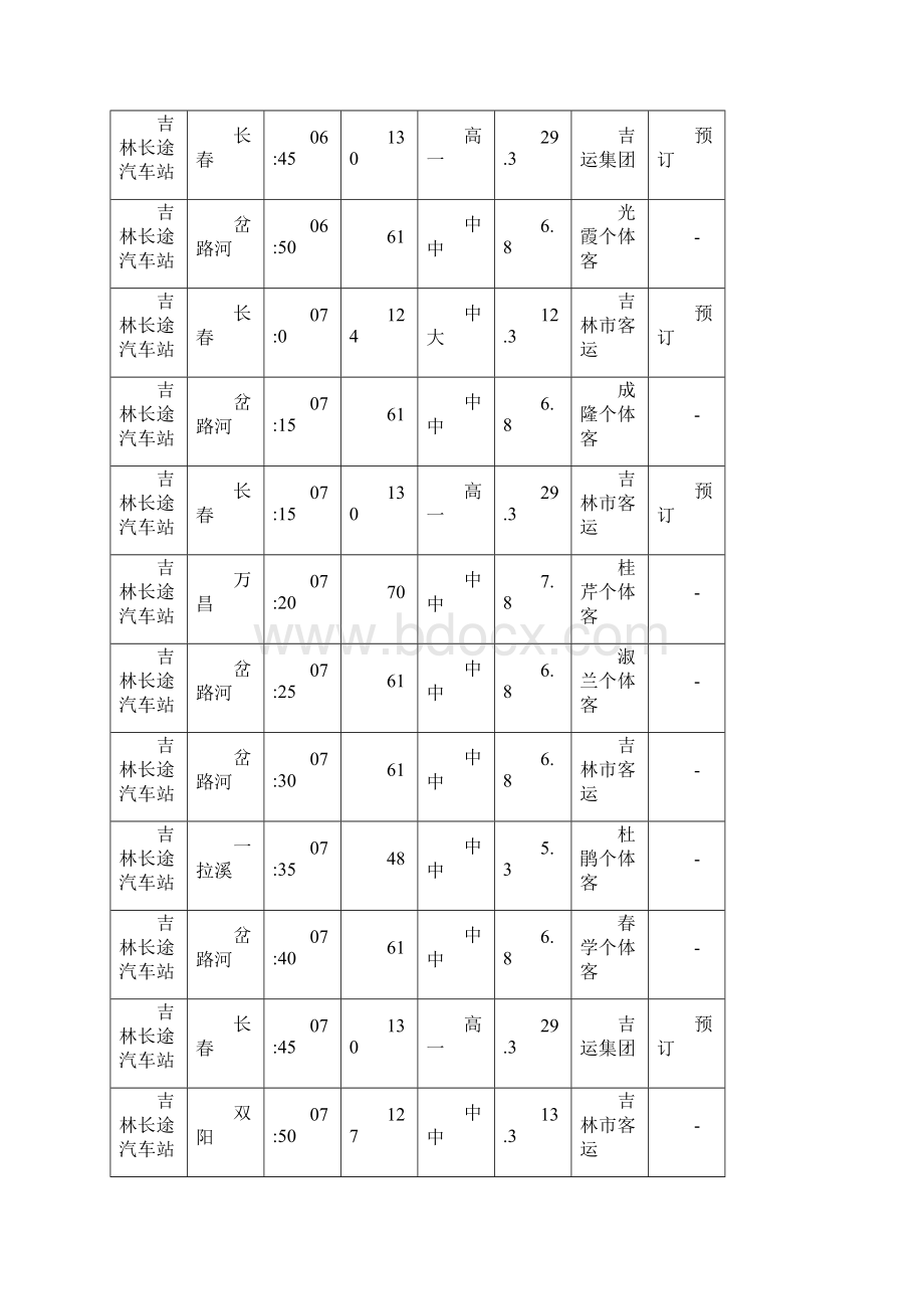 吉林长途汽车站时刻表Word格式文档下载.docx_第2页