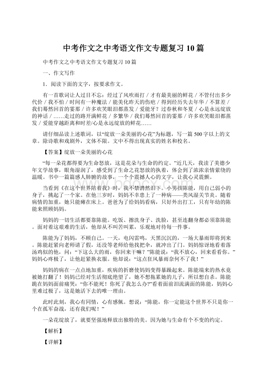 中考作文之中考语文作文专题复习10篇.docx