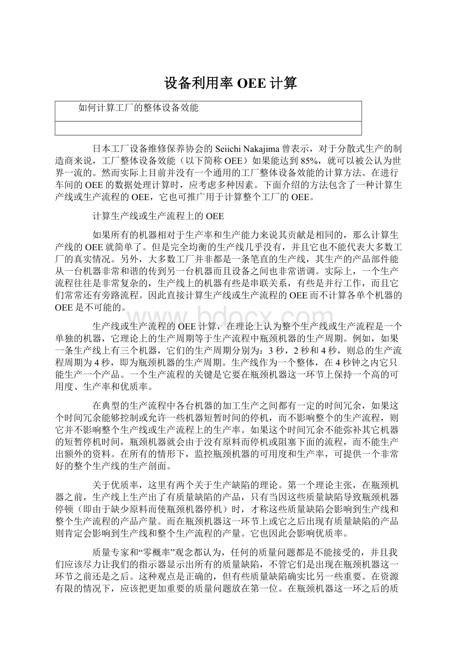 设备利用率OEE计算Word下载.docx_第1页