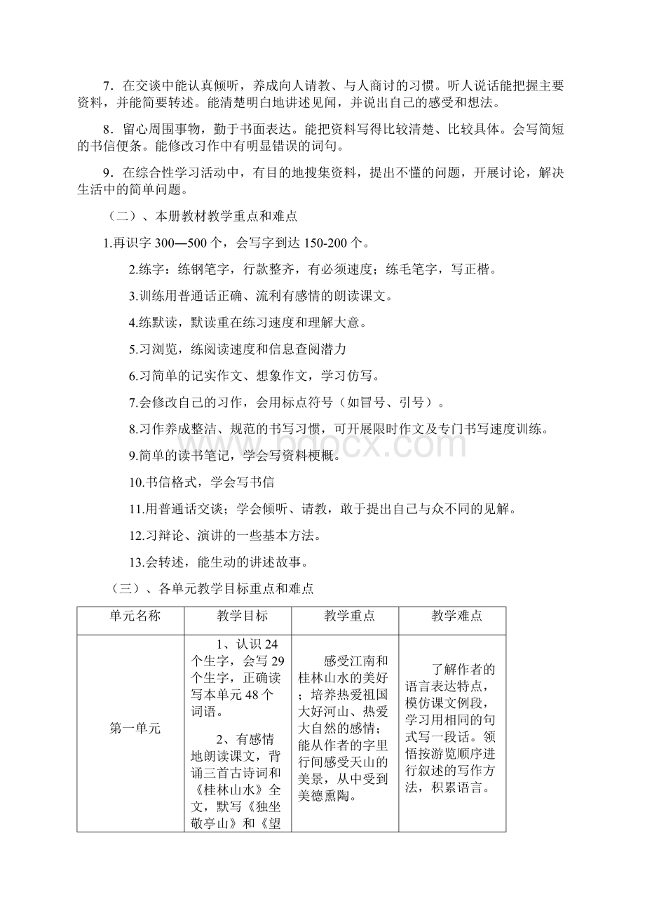 人教版四年级语文下册教学工作计划 12.docx_第3页