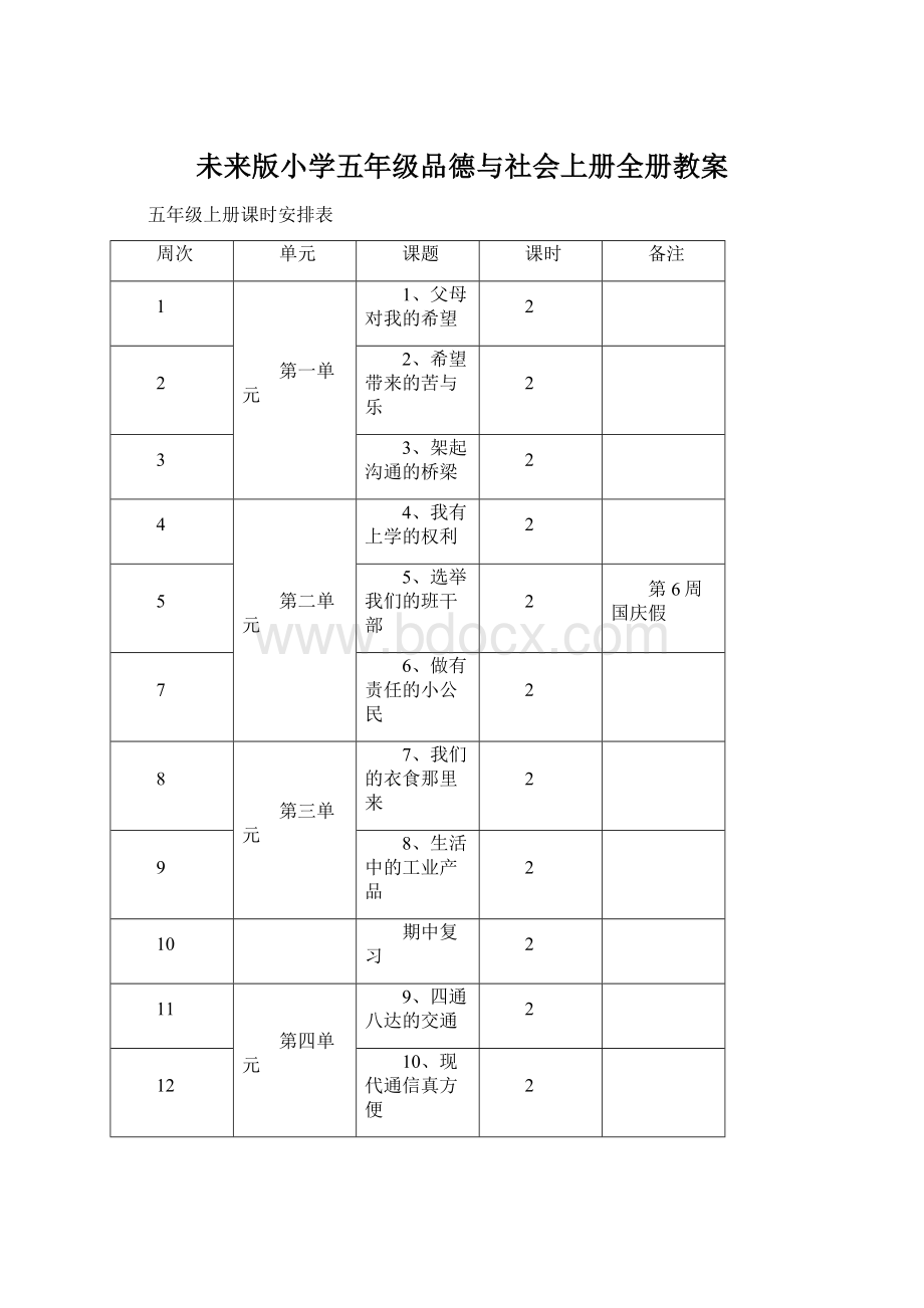 未来版小学五年级品德与社会上册全册教案Word格式文档下载.docx_第1页