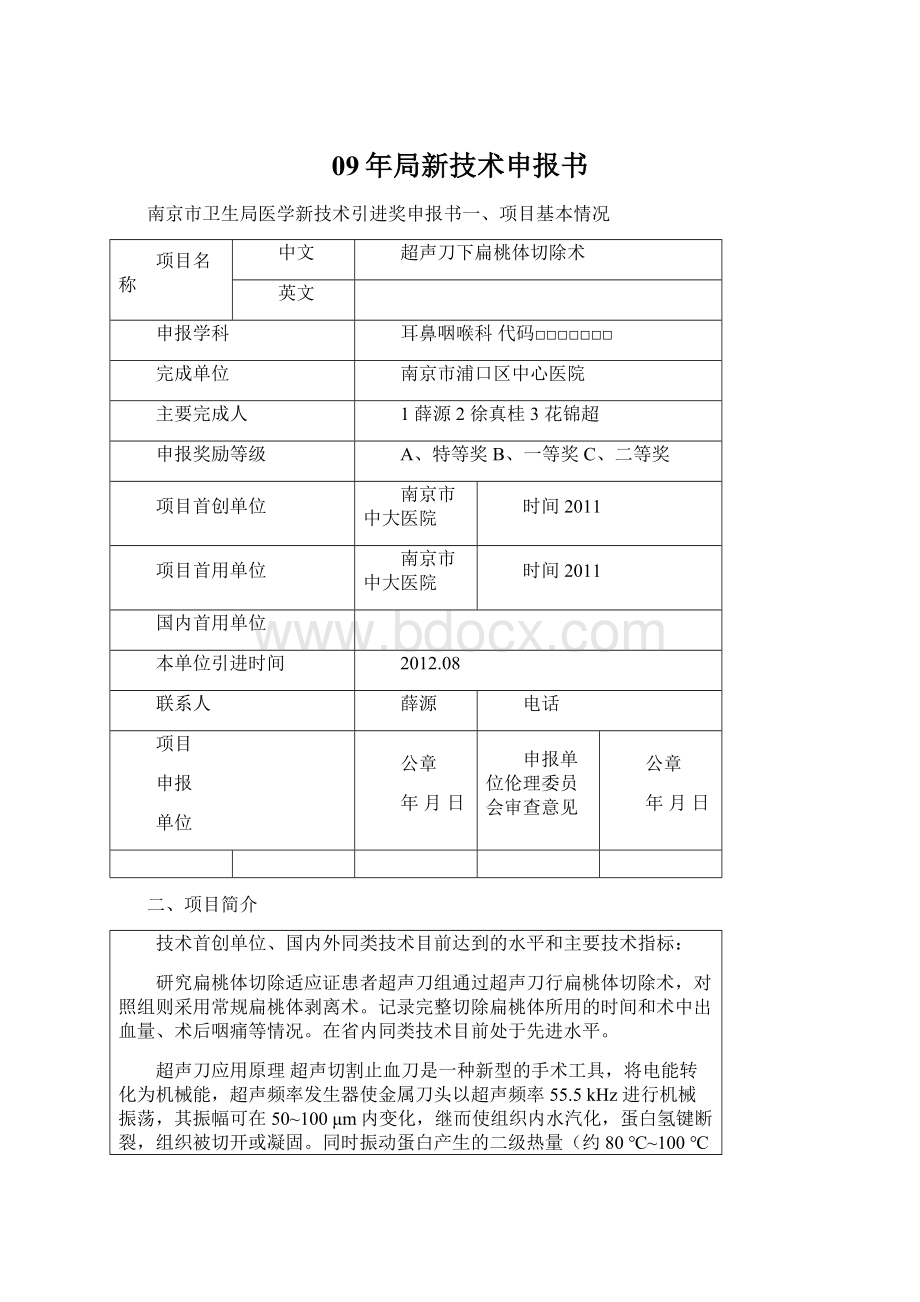 09年局新技术申报书Word格式文档下载.docx