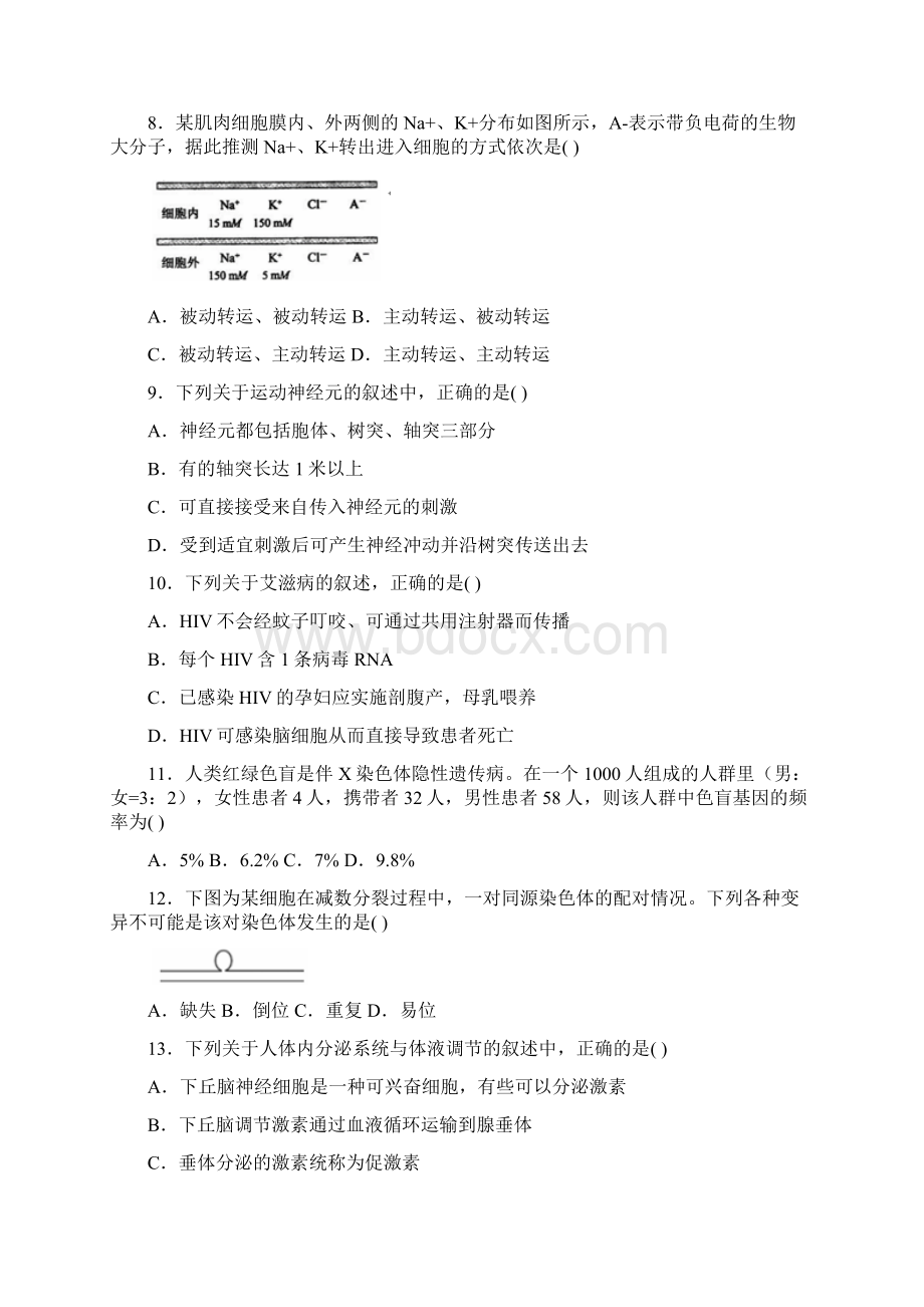 浙江省届高考命题比赛试题7生物.docx_第2页