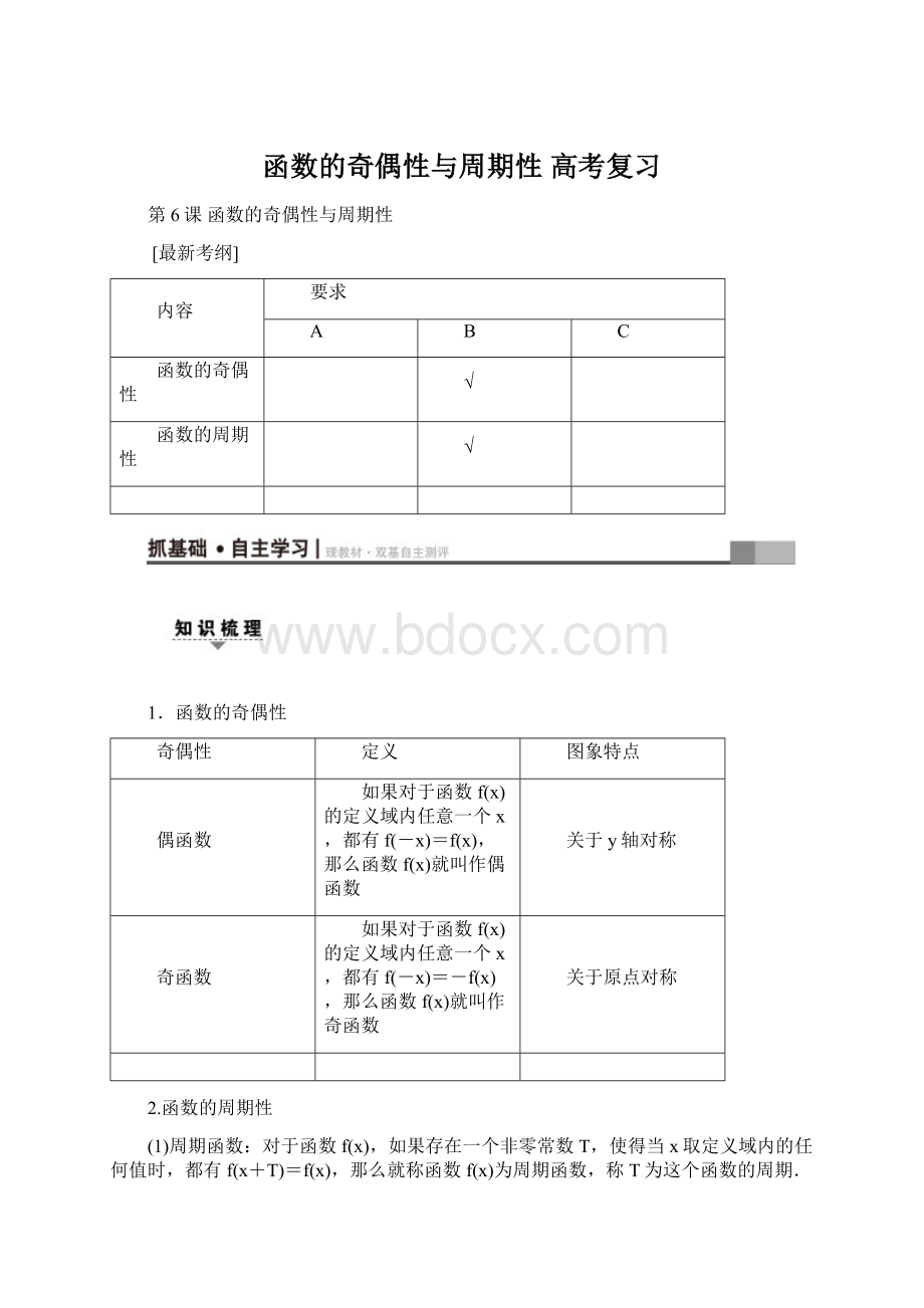 函数的奇偶性与周期性高考复习.docx_第1页