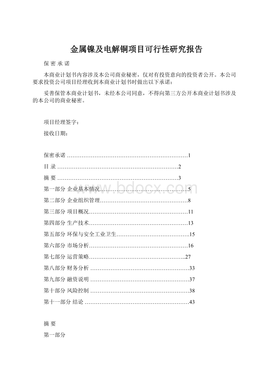 金属镍及电解铜项目可行性研究报告.docx_第1页