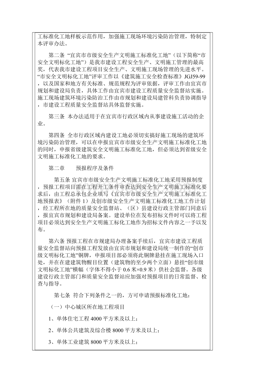 宜宾市市级安全生产文明施工标准化工地评审办法Word文档下载推荐.docx_第2页