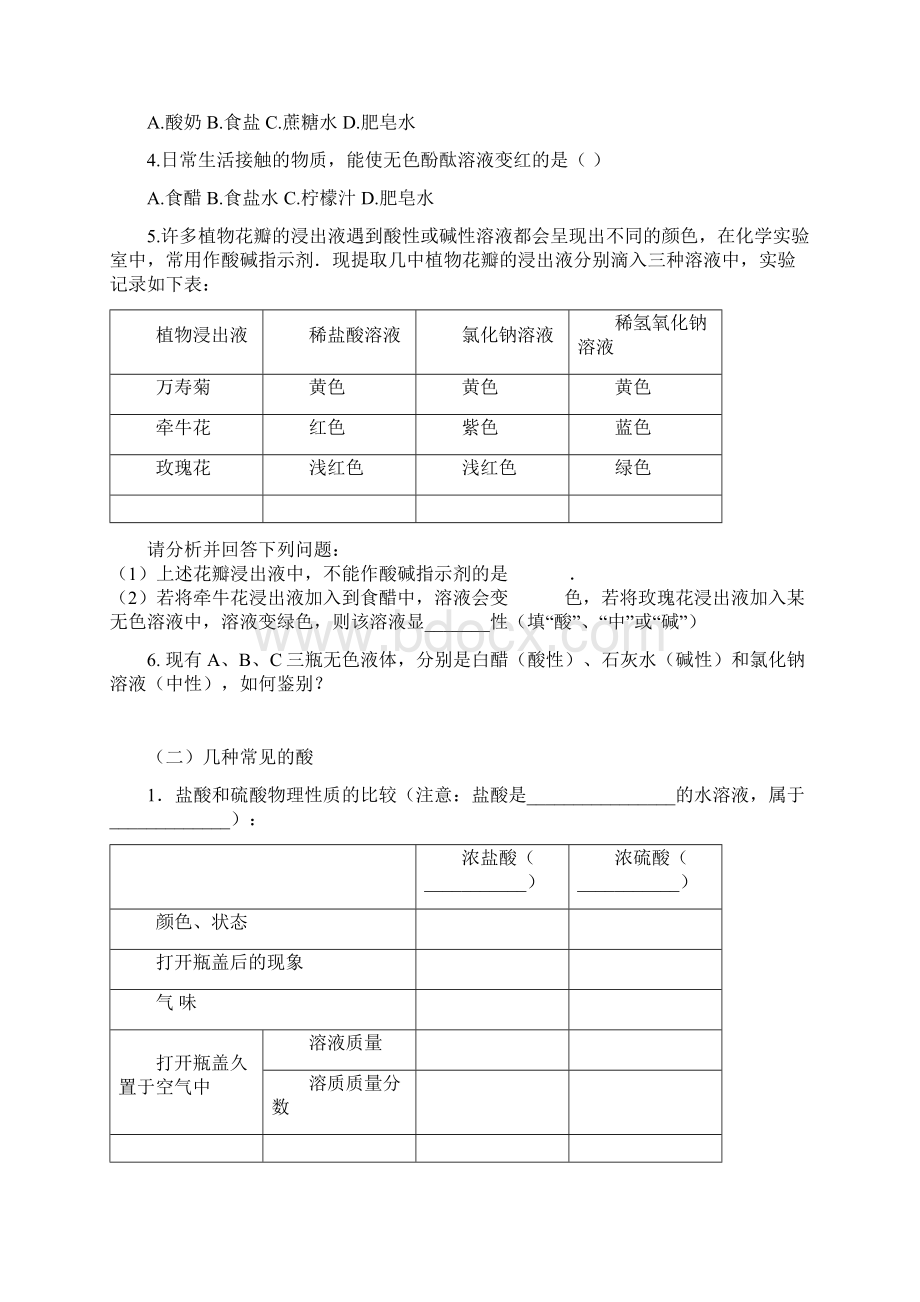 宽城三中 课题1常见的酸和碱 导学案.docx_第2页