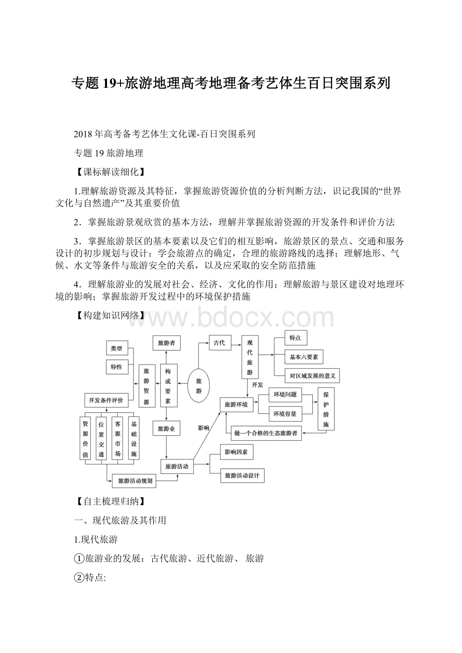 专题19+旅游地理高考地理备考艺体生百日突围系列.docx