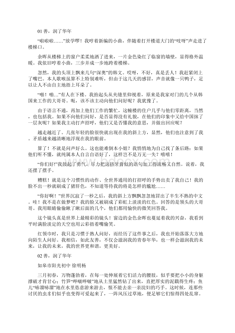 江苏省南通市中考作文题目及满分作文善润了华年.docx_第2页