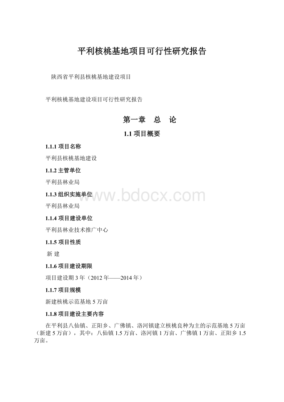 平利核桃基地项目可行性研究报告Word文档格式.docx