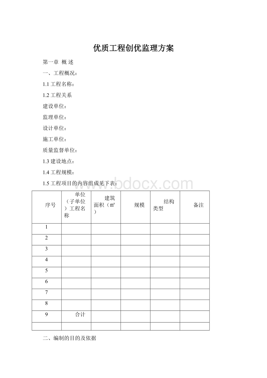 优质工程创优监理方案文档格式.docx