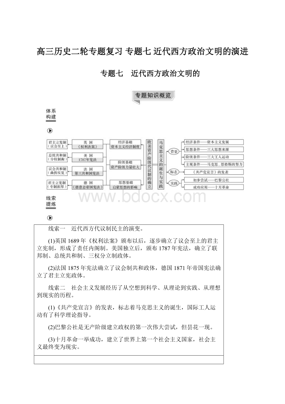 高三历史二轮专题复习 专题七 近代西方政治文明的演进.docx_第1页