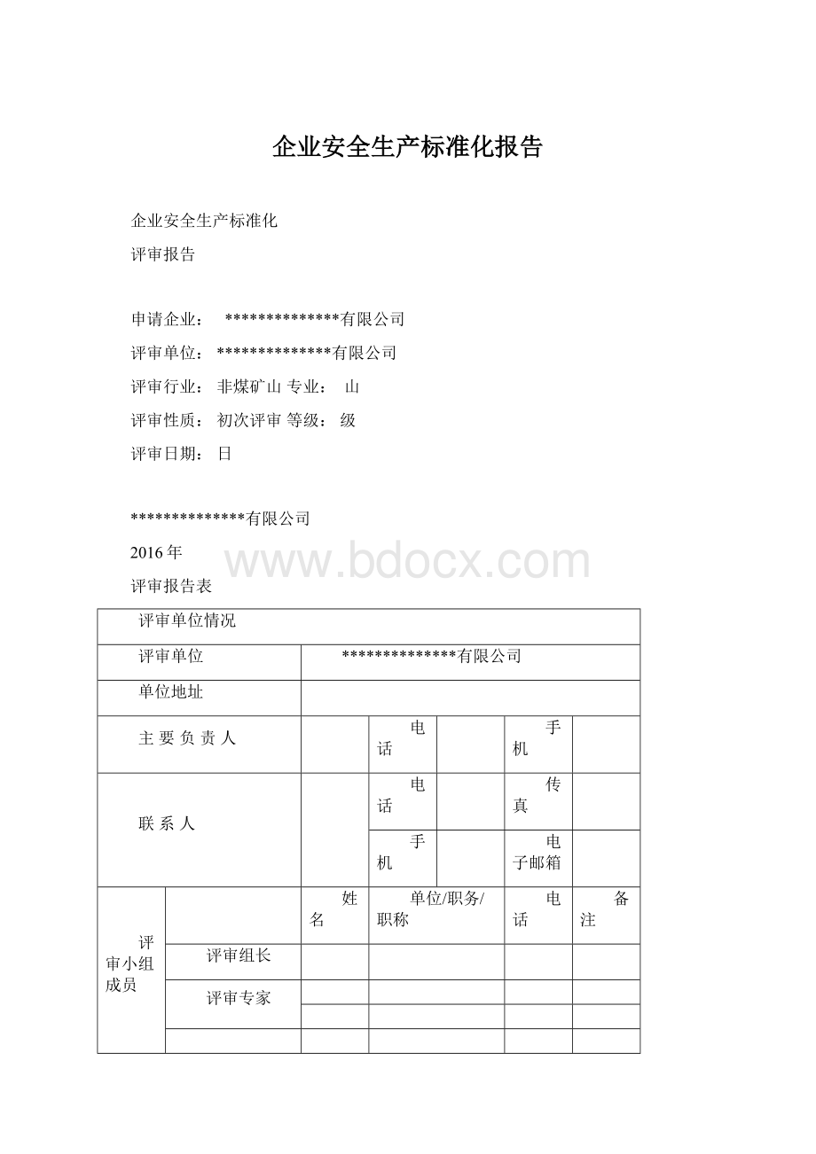 企业安全生产标准化报告文档格式.docx