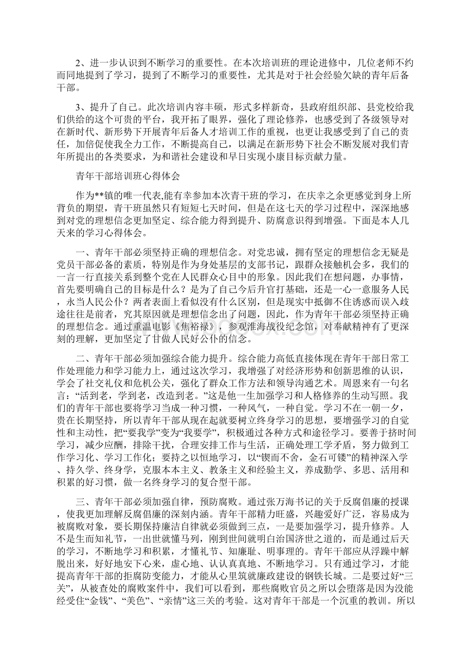 精选青年干部培训班心得体会3篇Word格式文档下载.docx_第2页