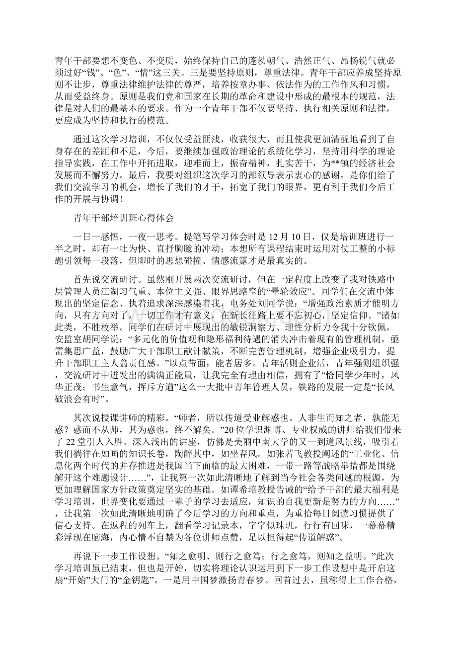 精选青年干部培训班心得体会3篇Word格式文档下载.docx_第3页