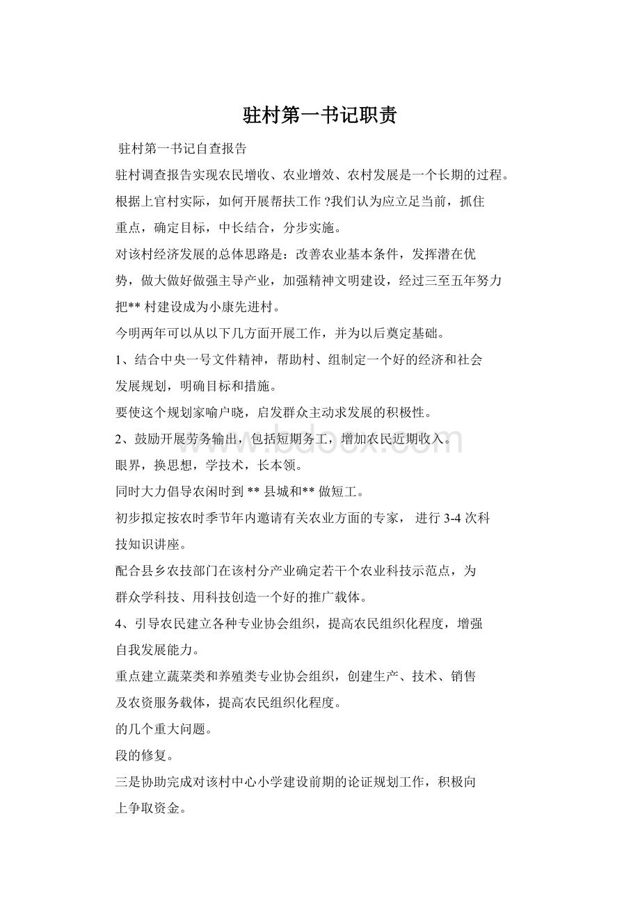 驻村第一书记职责Word文件下载.docx