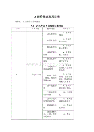 A级检修标准项目表文档格式.docx