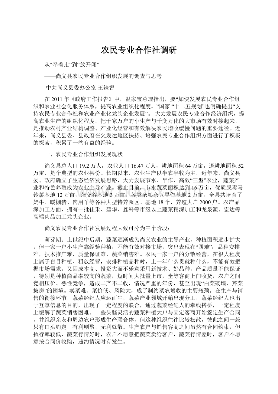 农民专业合作社调研Word格式文档下载.docx