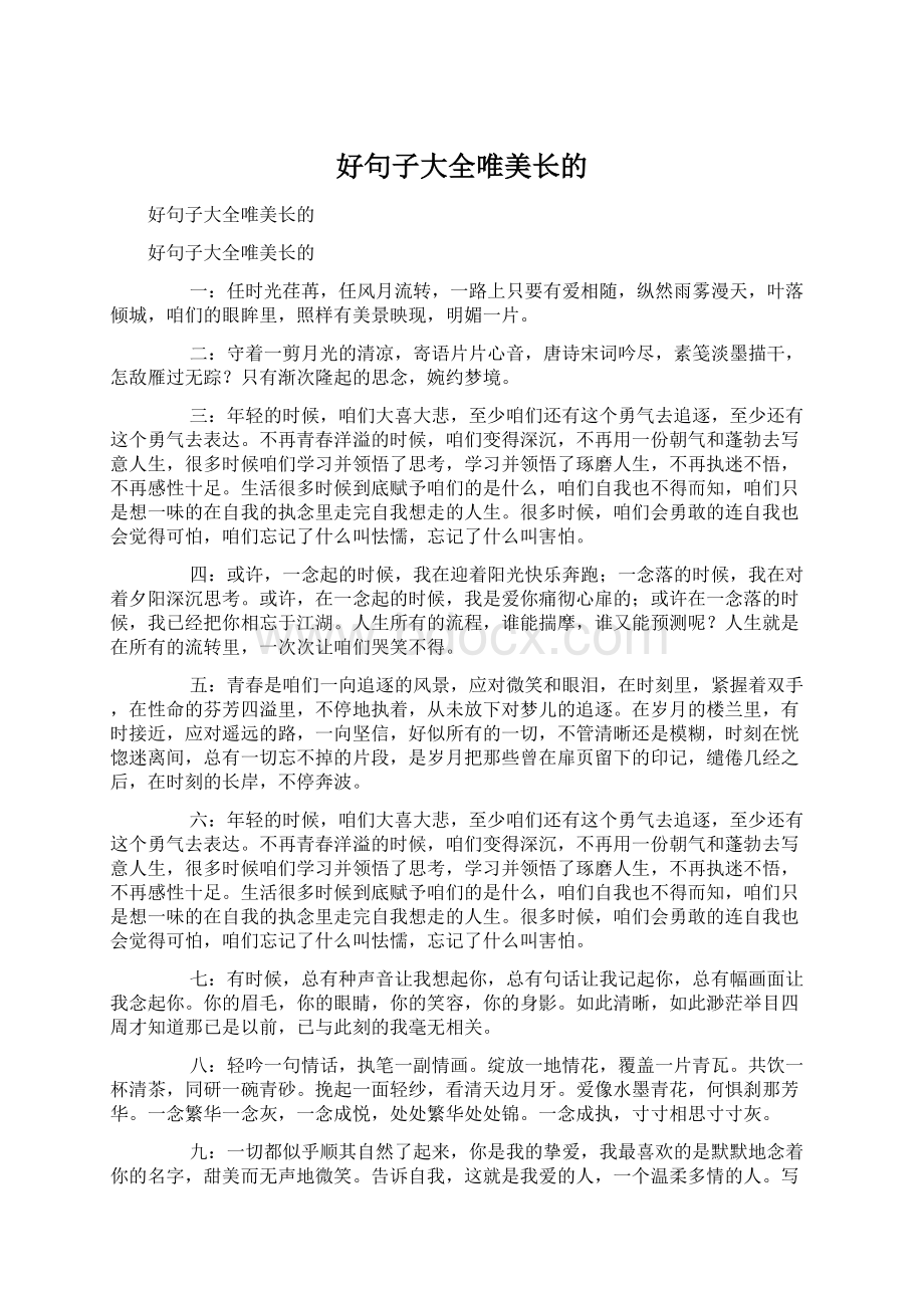 好句子大全唯美长的文档格式.docx