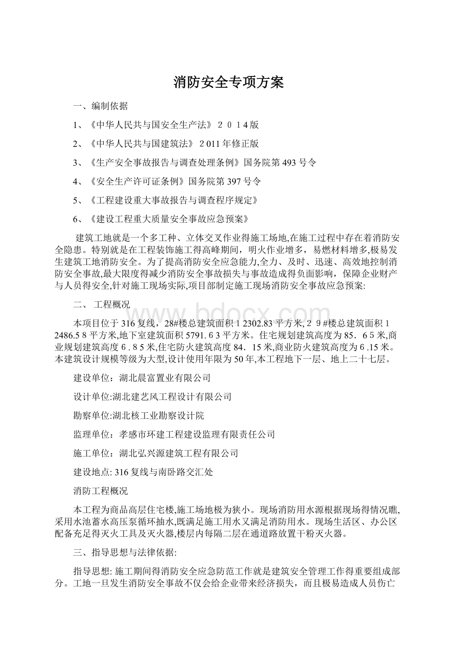 消防安全专项方案Word文档格式.docx