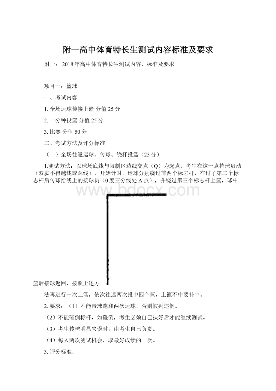 附一高中体育特长生测试内容标准及要求.docx_第1页