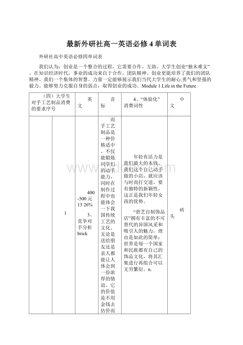 最新外研社高一英语必修4单词表Word文档格式.docx