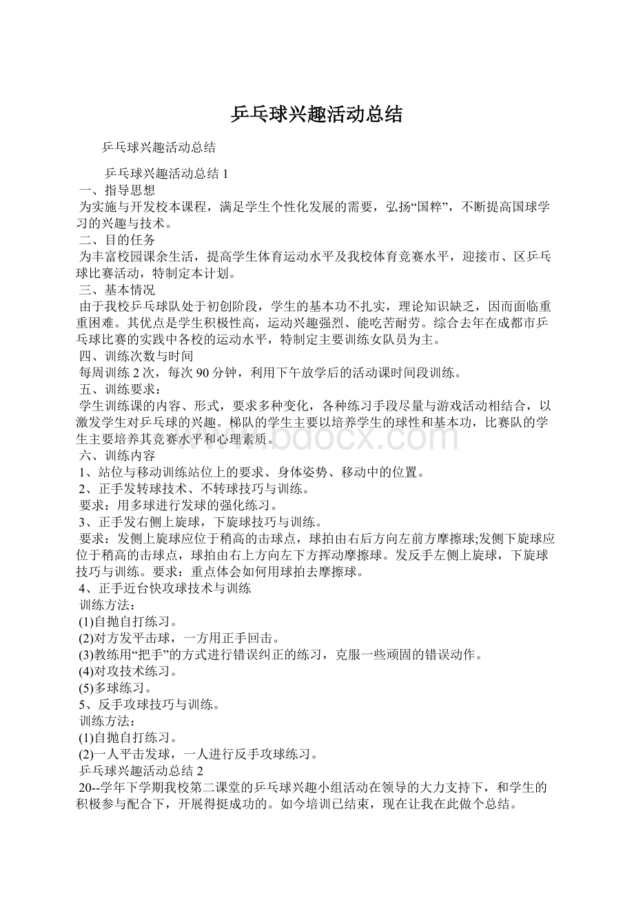 乒乓球兴趣活动总结文档格式.docx_第1页