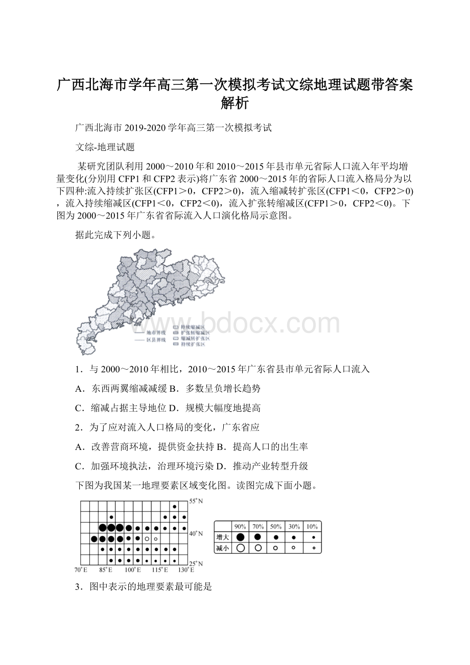 广西北海市学年高三第一次模拟考试文综地理试题带答案解析Word文件下载.docx_第1页