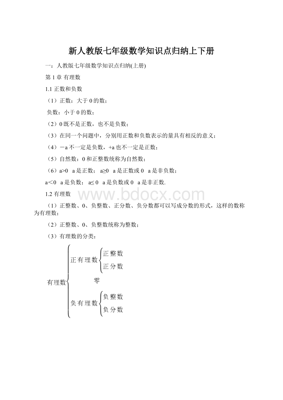 新人教版七年级数学知识点归纳上下册.docx