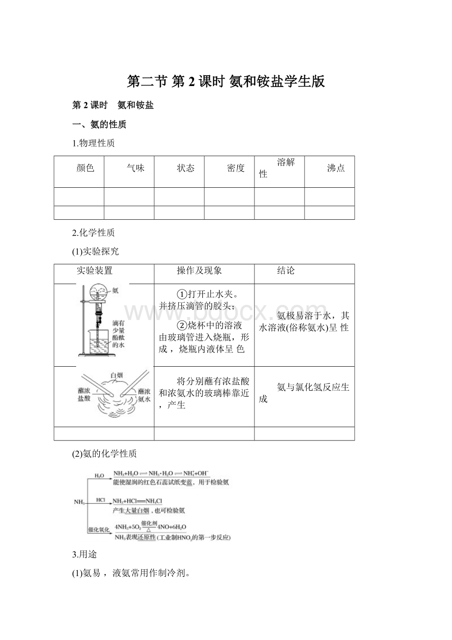 第二节 第2课时 氨和铵盐学生版.docx_第1页