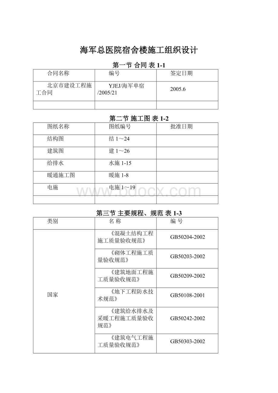 海军总医院宿舍楼施工组织设计.docx_第1页