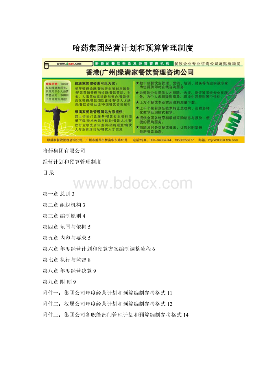 哈药集团经营计划和预算管理制度.docx