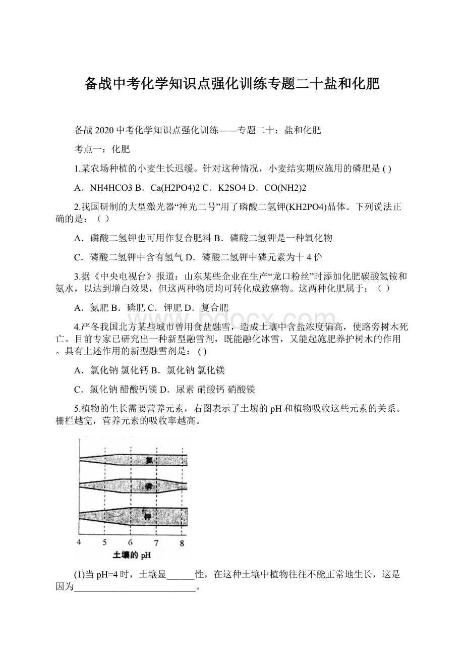 备战中考化学知识点强化训练专题二十盐和化肥Word文件下载.docx