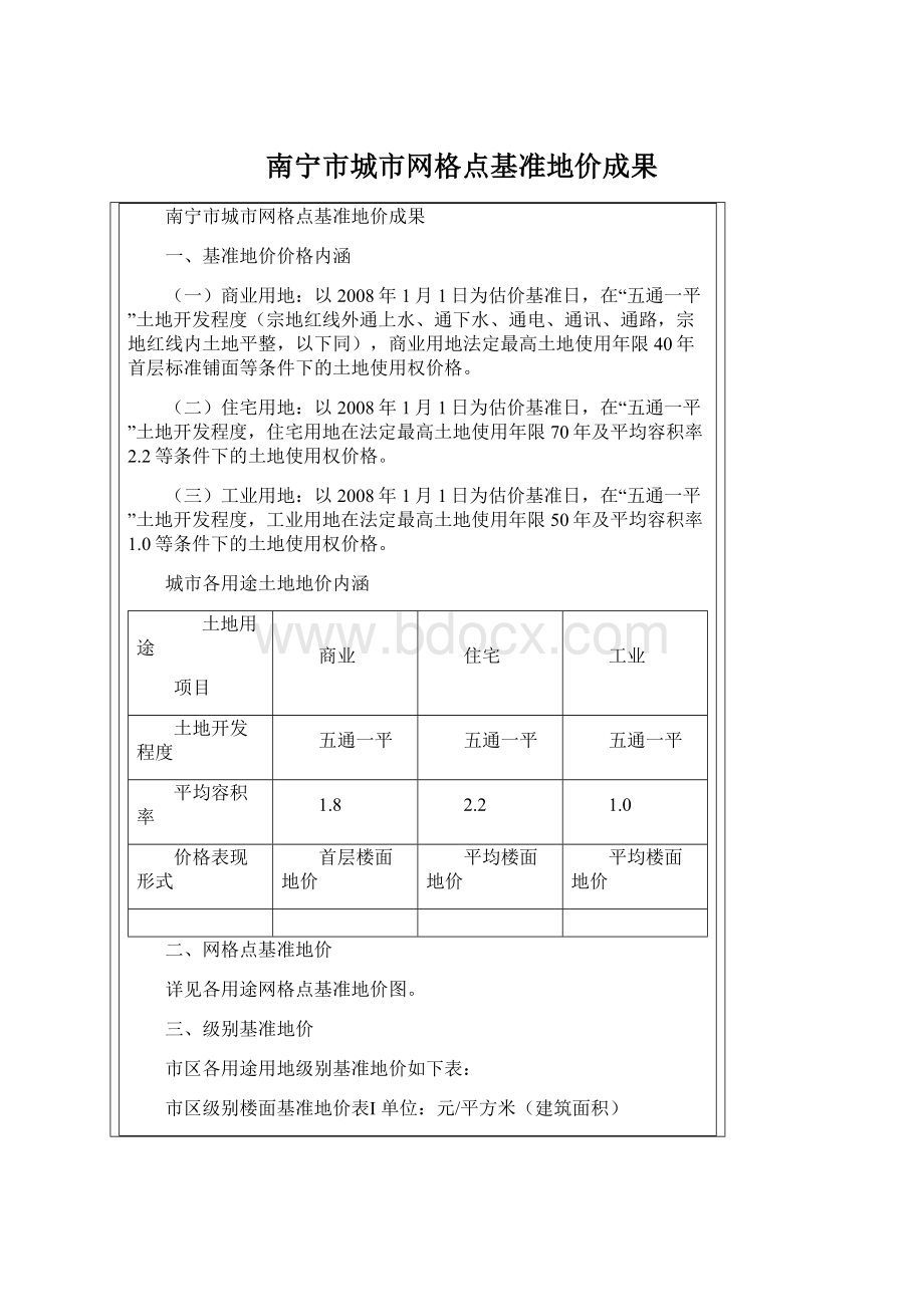 南宁市城市网格点基准地价成果.docx