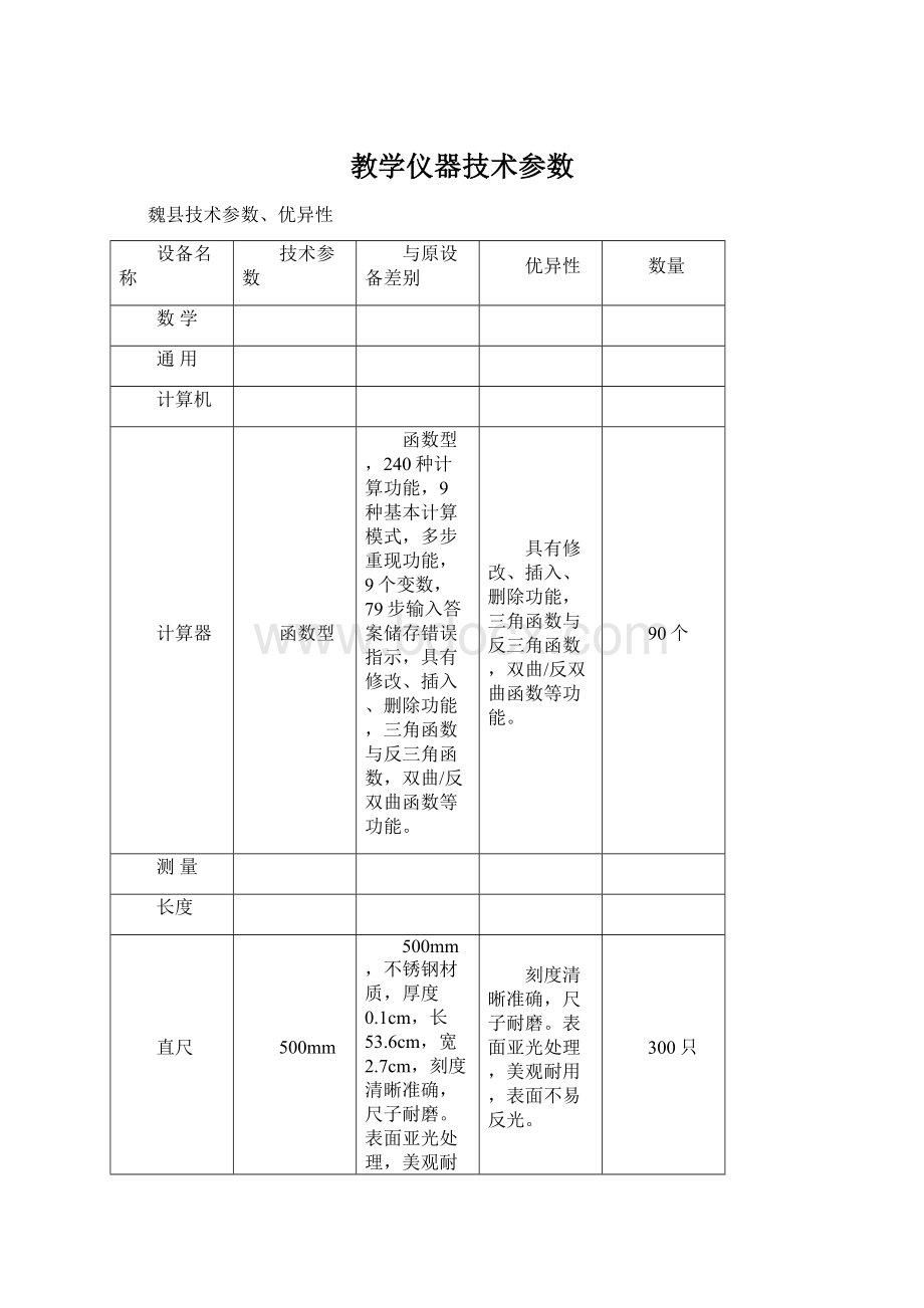 教学仪器技术参数Word文档格式.docx_第1页