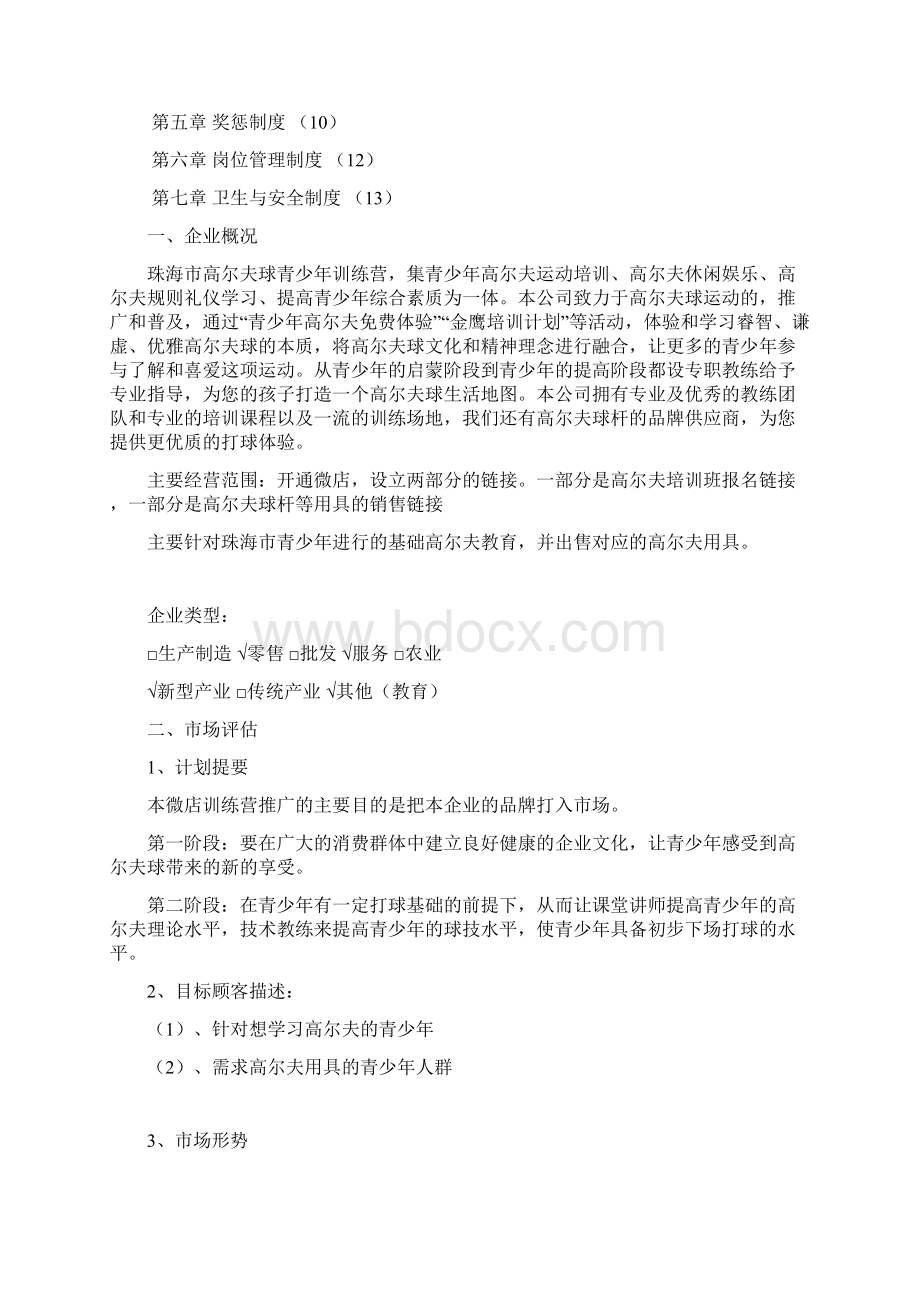 高尔夫球青少年训练营培训项目及相关产品网络销售商业计划书Word格式.docx_第2页