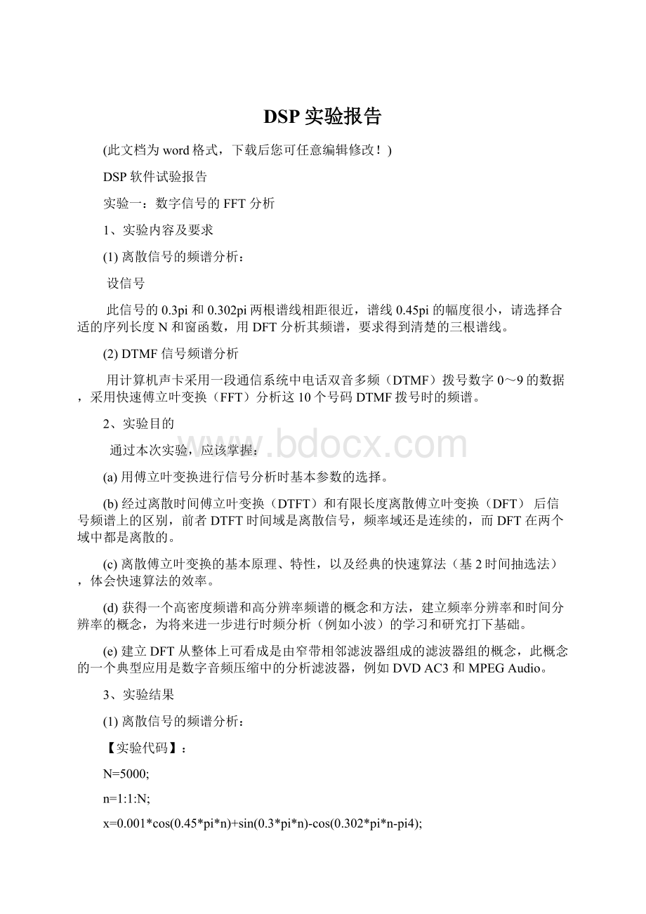 DSP实验报告Word格式文档下载.docx_第1页