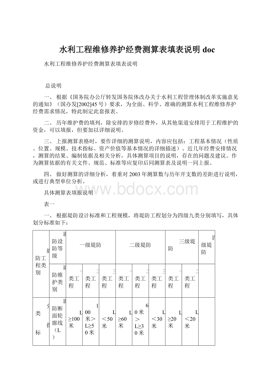 水利工程维修养护经费测算表填表说明doc.docx