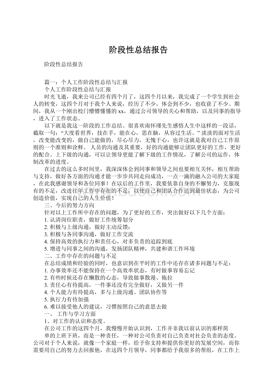 阶段性总结报告Word格式文档下载.docx